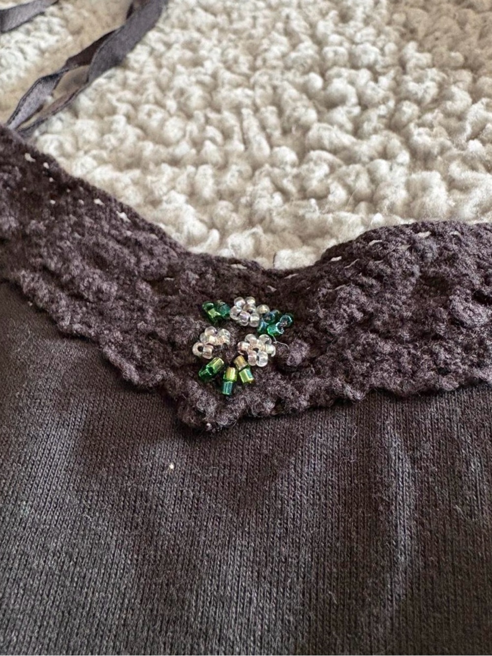 a.n.a Black Lace-Trim Camisole with Center Accent - Picture 2 of 4